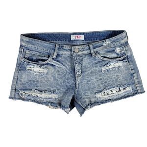 YMI Wanna Betta Butt Low-Rise Distressed Frayed Hem Denim Shorts Size 11